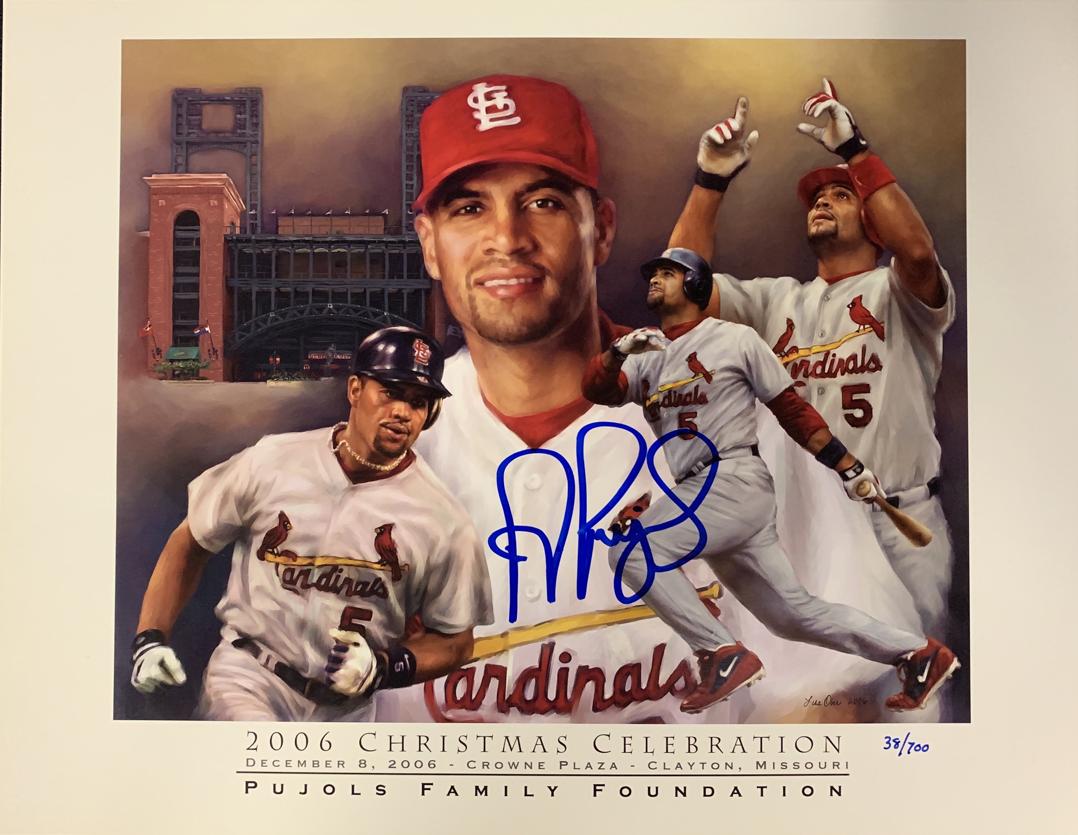 Albert Pujols St. Louis Cardinals Autographed 8 x 10 Celebrating  Photograph